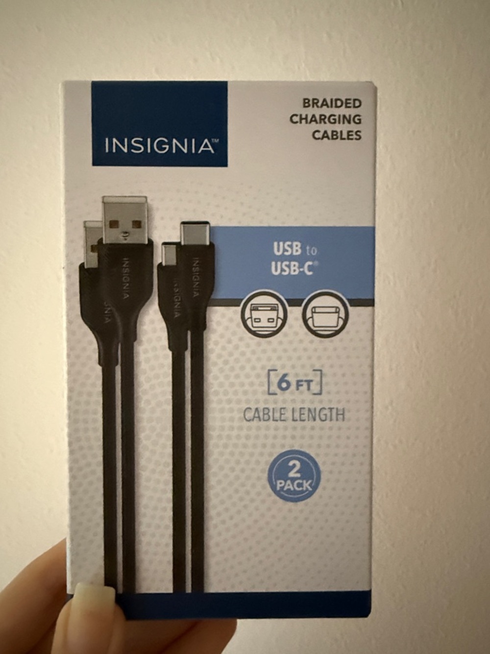 Insignia USB to USB-C Braided Charging Cables - Black (2 Pack)